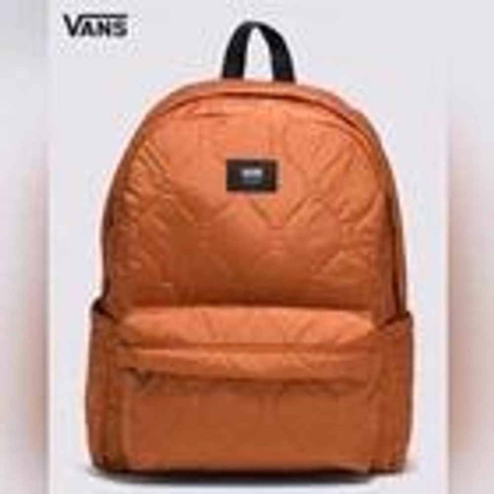 Vans Off The Wall Quilted Backpack Burnt Orange Puffer School Bag Streetwear